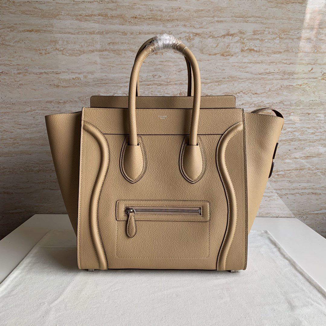 Celine Mini Luggage Tote Bag In Dune Drummed Calfskin 185