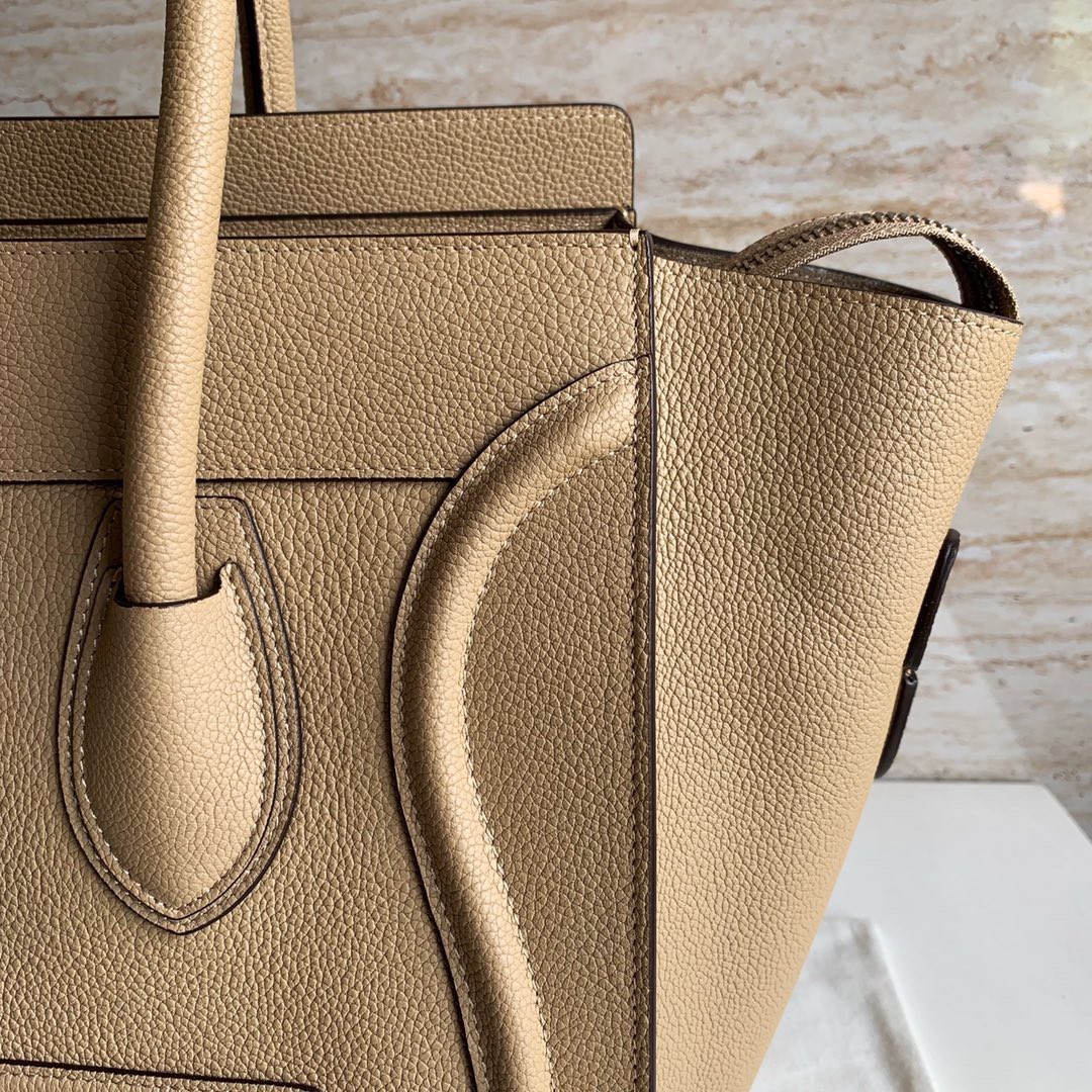 Celine Mini Luggage Tote Bag In Dune Drummed Calfskin 185