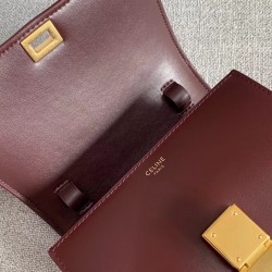 Celine Classic Box Small Bag In Bordeaux Box Calfskin 406