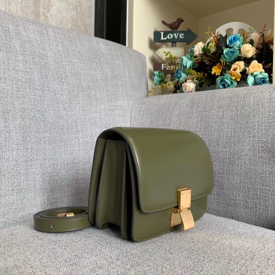 Celine Classic Box Small Bag In Army Green Box Calfskin 807