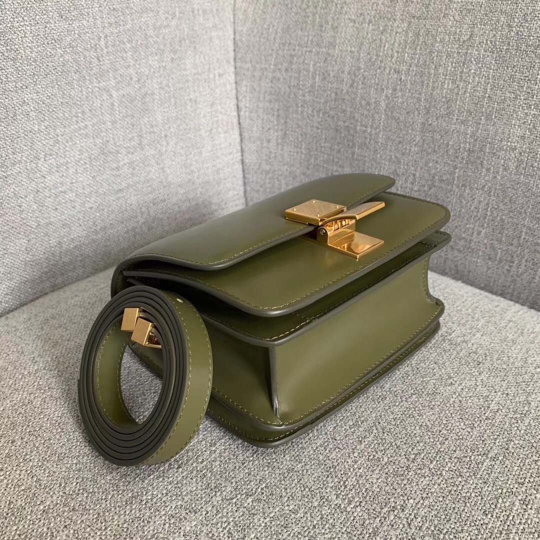 Celine Classic Box Small Bag In Army Green Box Calfskin 807