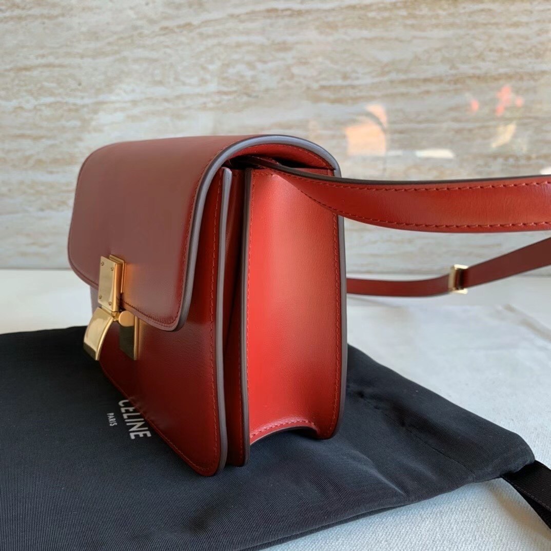 Celine Classic Box Teen Bag In Red Box Calfskin 931