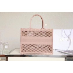 Dior Book Tote Bag In Beige Mesh Embroidery 381