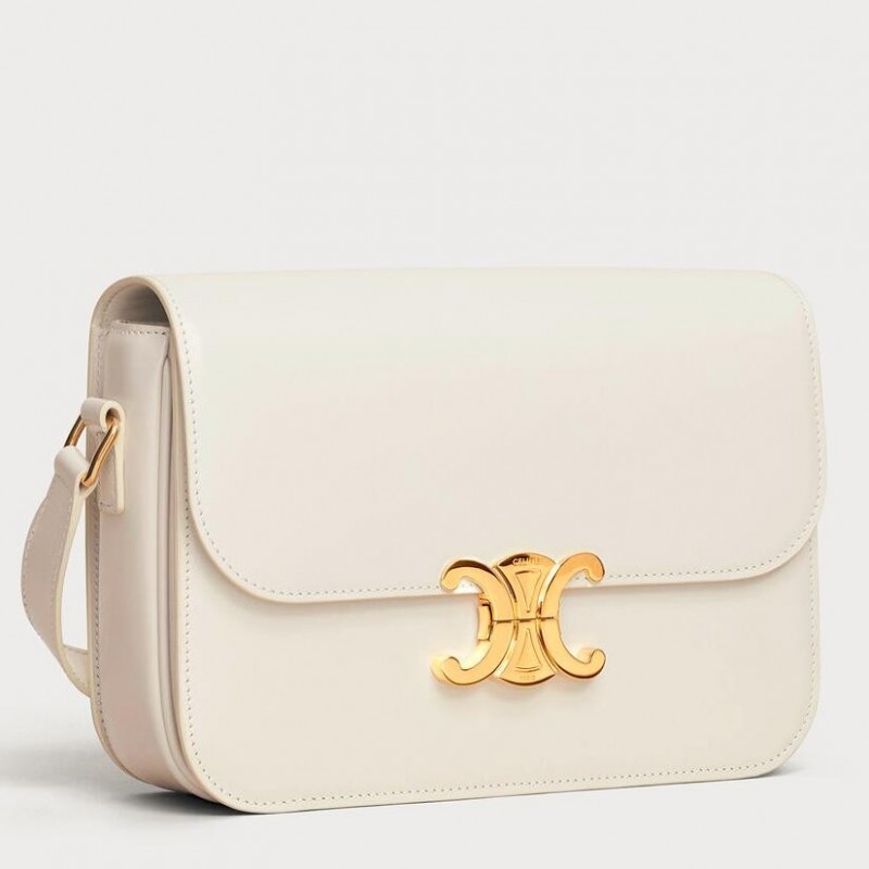 Celine Triomphe Teen Bag In White Leather 965