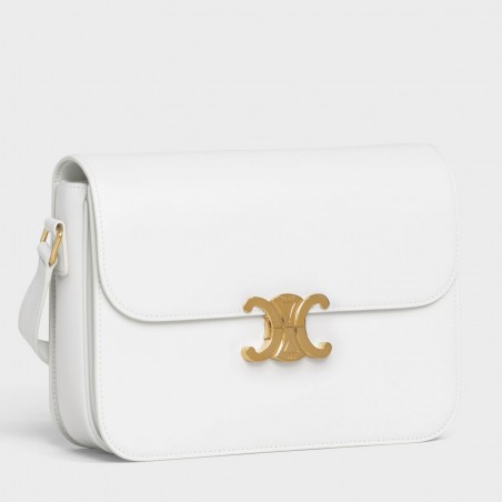 Celine Triomphe Large Bag In White Calfskin 460