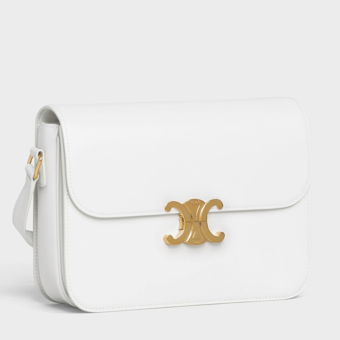 Celine Triomphe Large Bag In White Calfskin 460