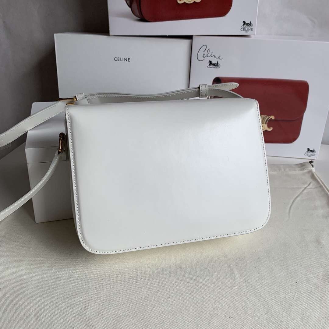 Celine Triomphe Large Bag In White Calfskin 460