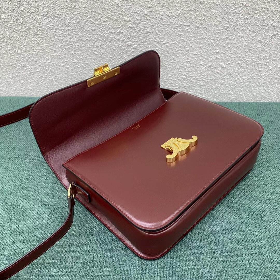 Celine Triomphe Large Bag In Bordeaux Calfskin 739