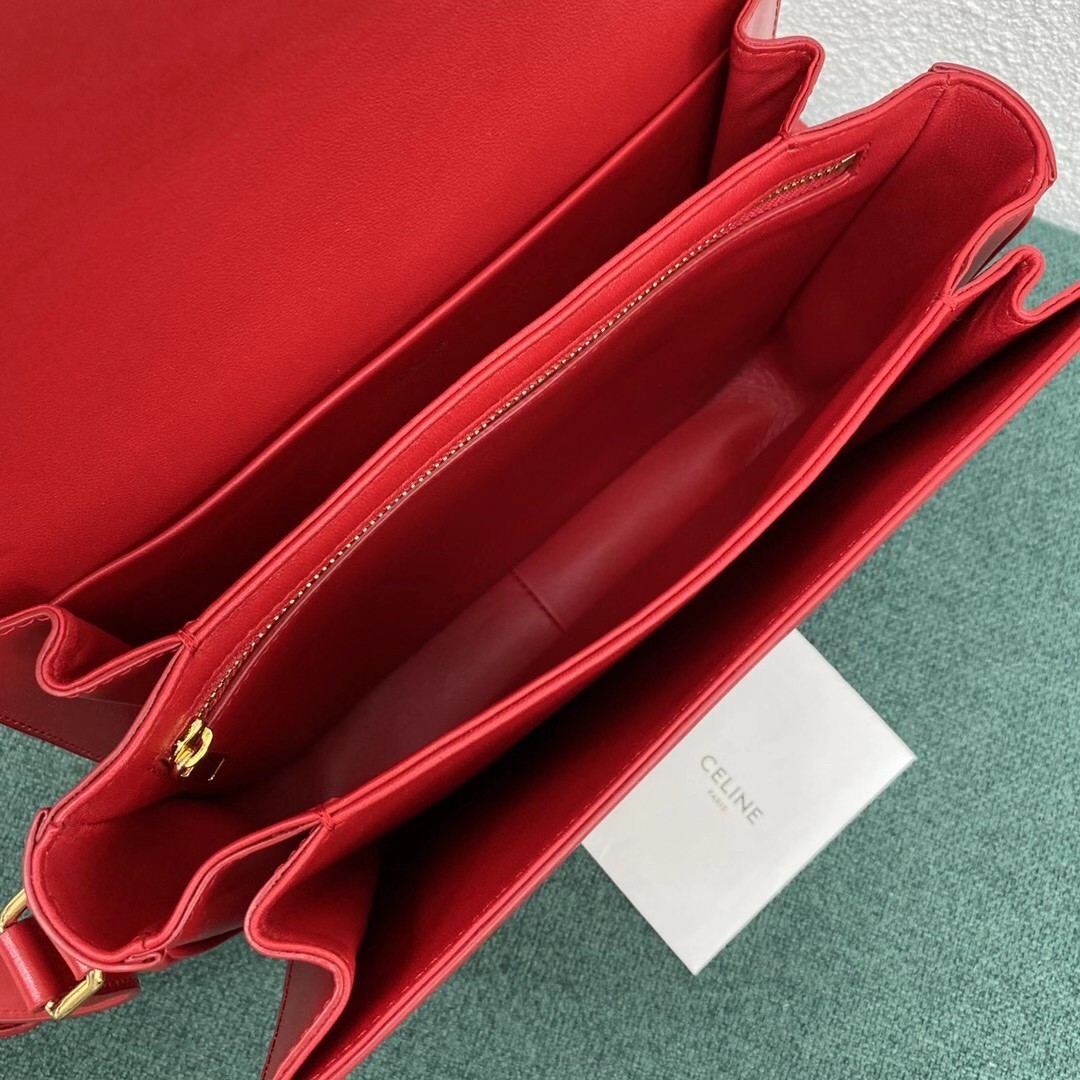 Celine Triomphe Large Bag In Red Calfskin 936