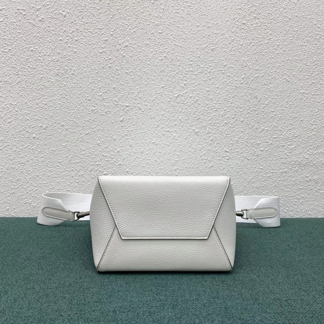 Celine Sangle Small Bucket Bag In White Calfskin 637