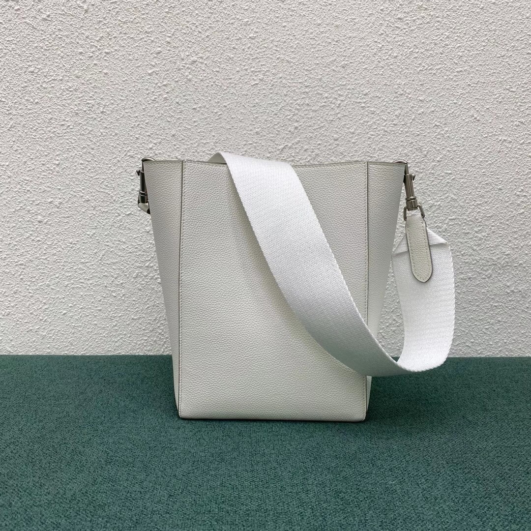 Celine Sangle Small Bucket Bag In White Calfskin 637