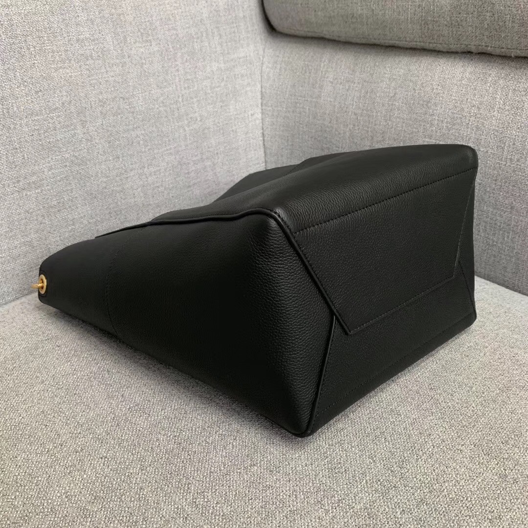 Celine Sangle Bucket Bag In Black Grained Calfskin 107