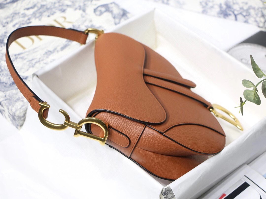 Dior Saddle Bag In Dark Tan Grained Calfskin 476