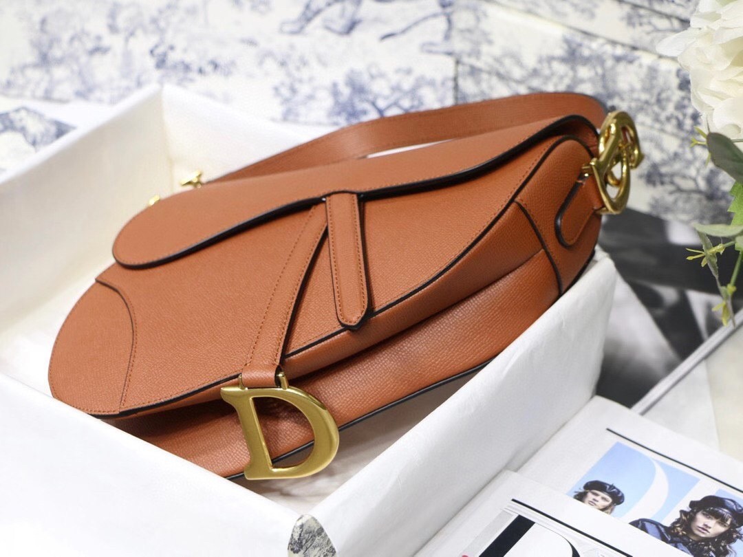 Dior Saddle Bag In Dark Tan Grained Calfskin 476