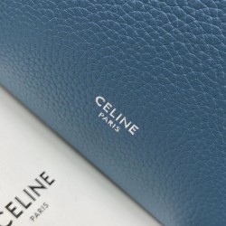 Celine Sangle Small Bucket Bag In Slate Blue Calfskin  437