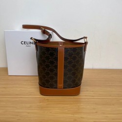 Celine Small Bucket Bag In Tan Triomphe Canvas 990