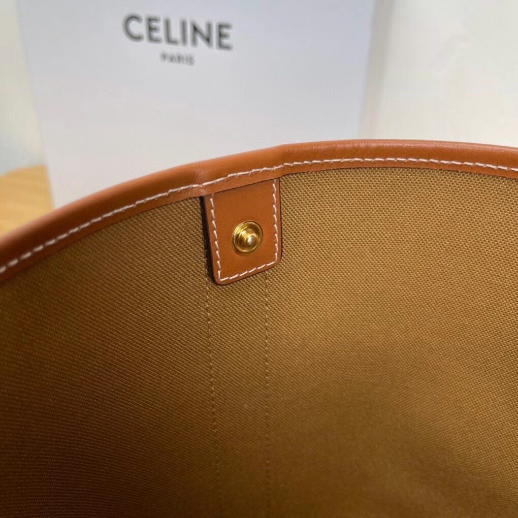 Celine Small Bucket Bag In Tan Triomphe Canvas 990