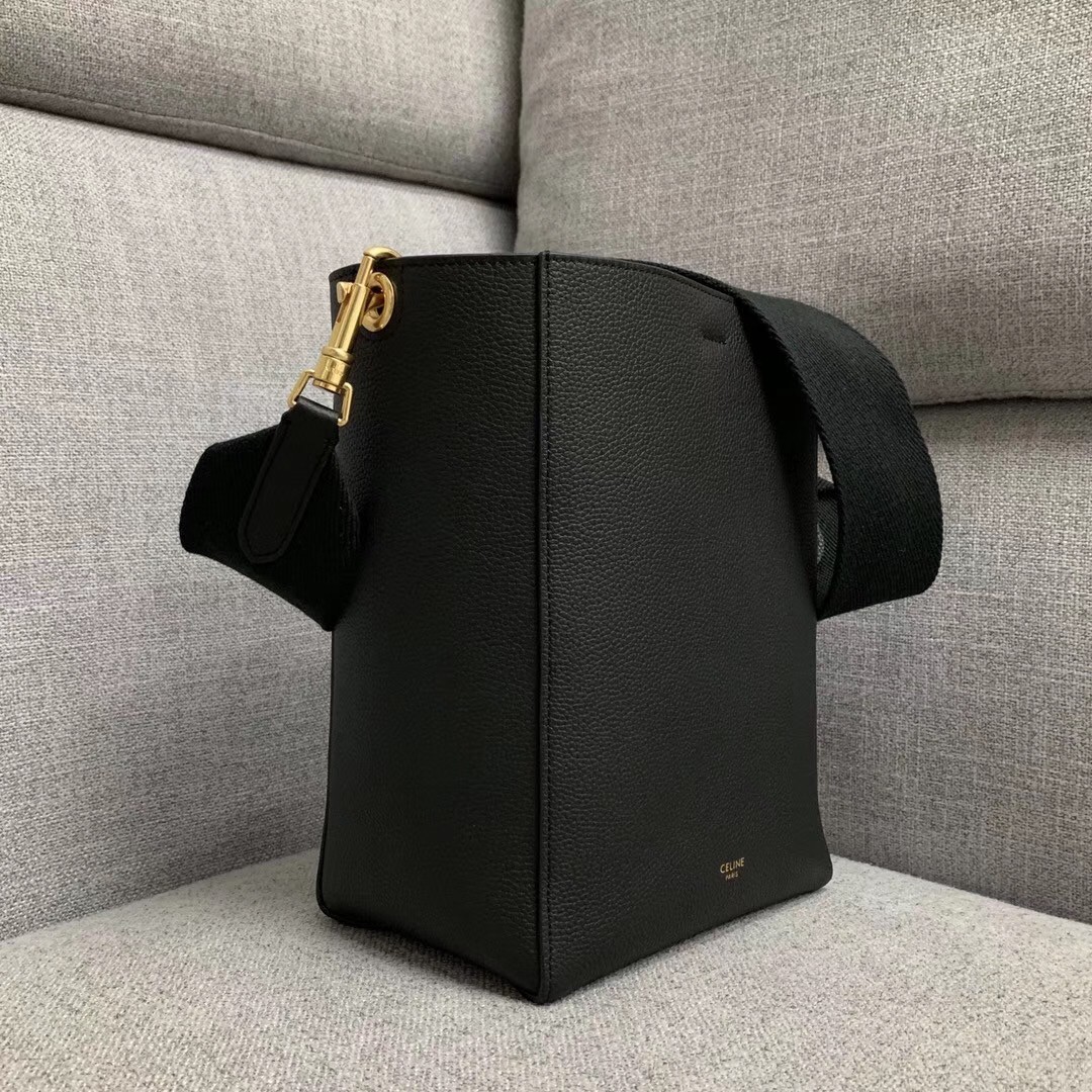 Celine Sangle Small Bucket Bag In Black Calfskin 241