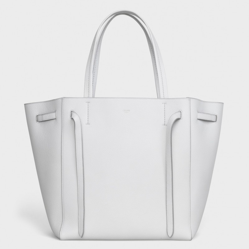 Celine Small Cabas Phantom Bag In White Grained Calfskin 239