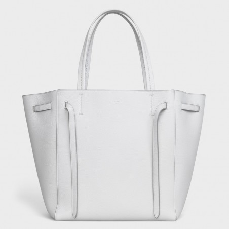 Celine Small Cabas Phantom Bag In White Grained Calfskin 239