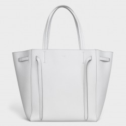 Celine Small Cabas Phantom Bag In White Grained Calfskin 239