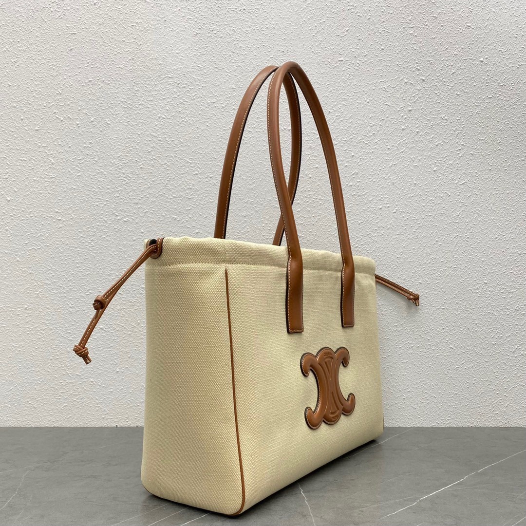 Celine Cabas Drawstring Cuir Triomphe Bag in Canvas 619