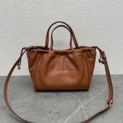 Celine Small Cabas Drawstring Cuir Triomphe Bag in Brown Calfskin 024