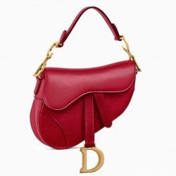 Dior Mini Saddle Bag In Red Calfskin 532