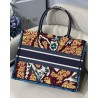 Dior Small Book Tote In Blue Multicolor Dior Paisley Embroidery 088