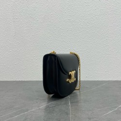 Celine Besace Clea Chain Bag in Black Shiny Calfskin 459