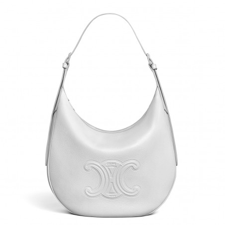 Celine Heloise Cuir Triomphe Bag in White Calfskin 705