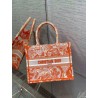 Dior Small Book Tote Bag In Orange Transparent Toile De Jouy Canvas