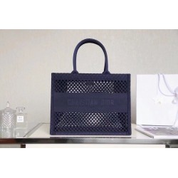 Dior Book Tote Bag In Blue Mesh Embroidery 173