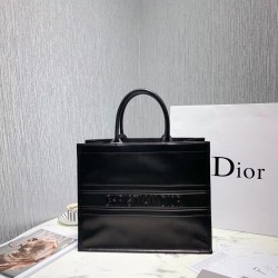 Dior Book Tote Bag In Black Smooth Calfskin 436
