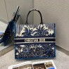 Dior Book Tote Bag In Blue Dior Palms Embroidery 195