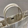 Dior Book Tote Bag In Beige Stripes Embroidery 227