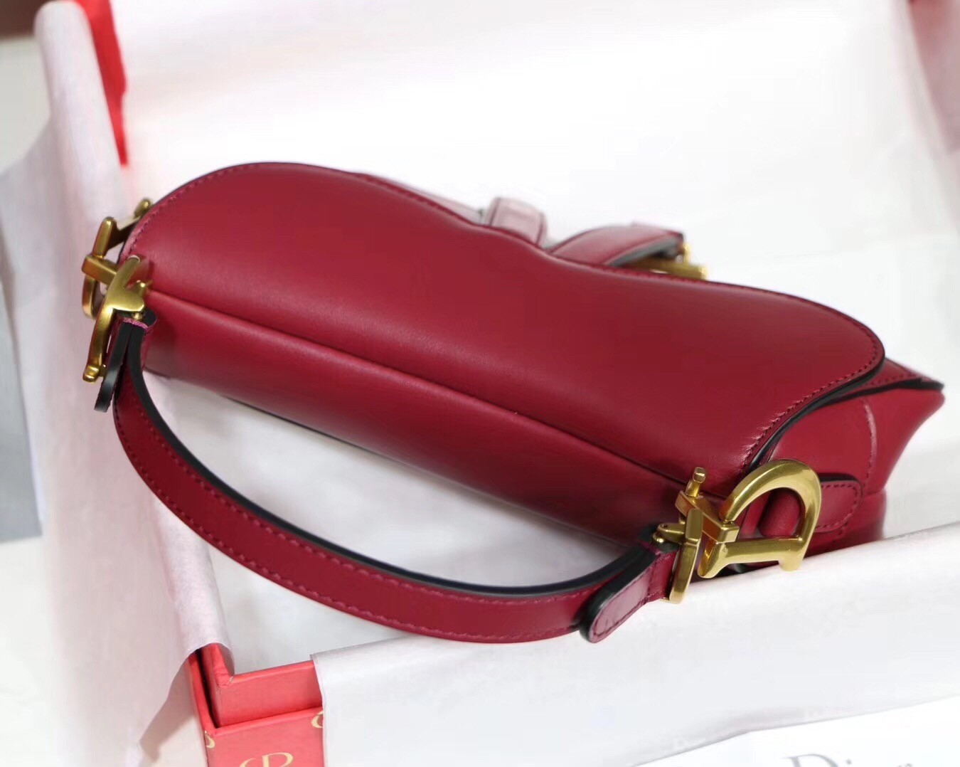 Dior Mini Saddle Bag In Red Calfskin 532