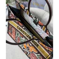 Dior Book Tote Bag In Yellow Multicolor Dior Paisley Embroidery 256