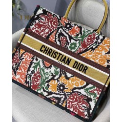 Dior Book Tote Bag In Yellow Multicolor Dior Paisley Embroidery 256