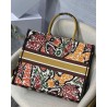 Dior Book Tote Bag In Yellow Multicolor Dior Paisley Embroidery 256