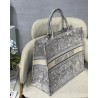 Dior Large Book Tote In Gray Toile de Jouy Reverse Embroidery 346