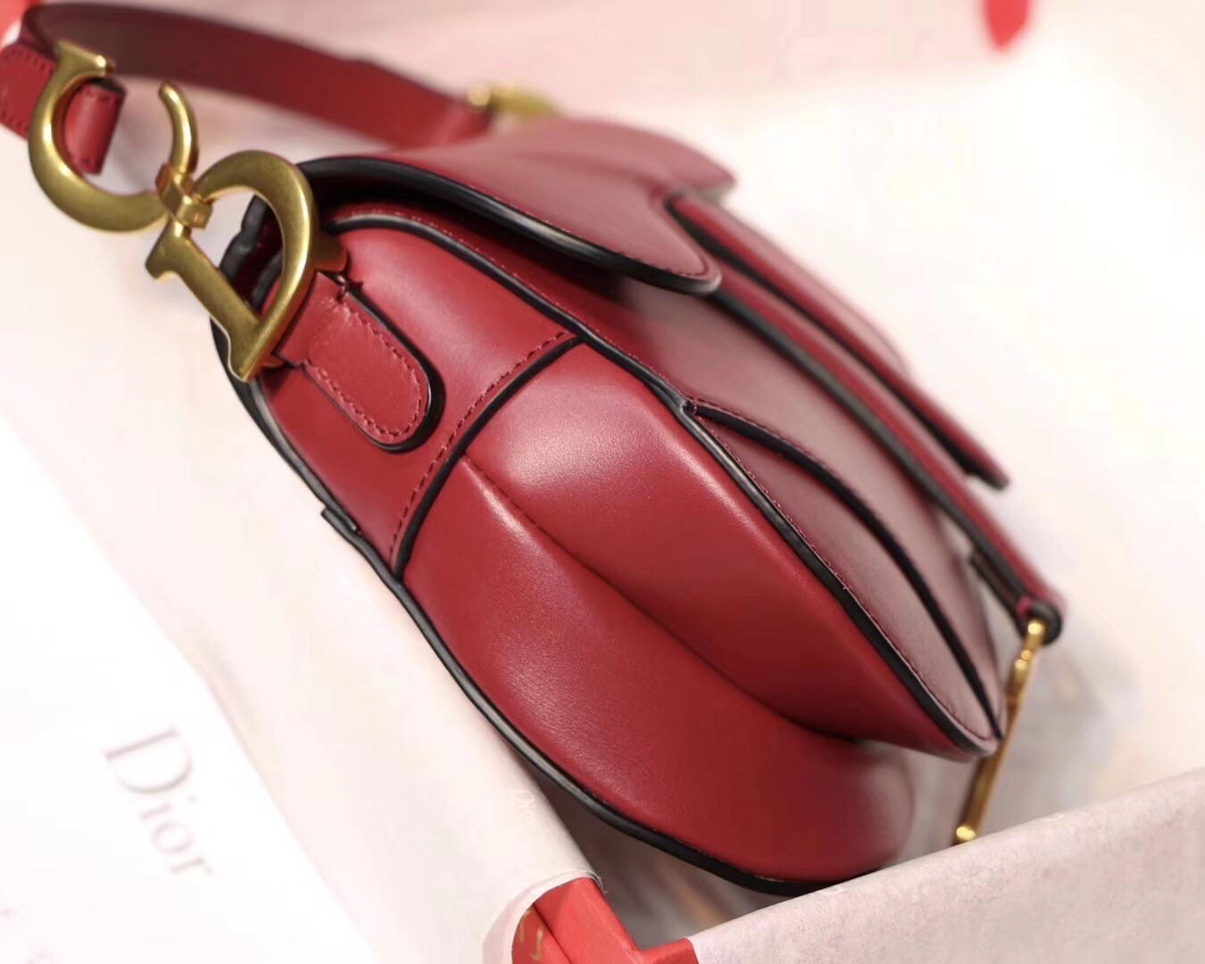 Dior Mini Saddle Bag In Red Calfskin 532