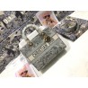 Dior Large Lady D-Lite Bag In Gray Toile de Jouy Reverse Embroidery 607