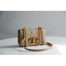 Dior Small Caro Bag In Beige Cannage Calfskin 645