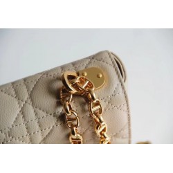 Dior Small Caro Bag In Beige Cannage Calfskin 645