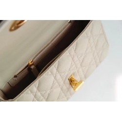 Dior Small Caro Bag In Beige Cannage Calfskin 645