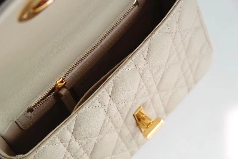 Dior Small Caro Bag In Beige Cannage Calfskin 645