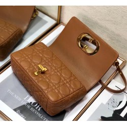 Dior Small Caro Bag In Brown Cannage Calfskin 196