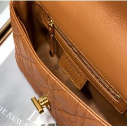 Dior Small Caro Bag In Brown Cannage Calfskin 196