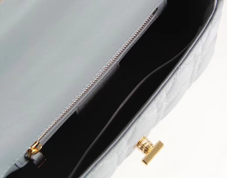 Dior Small Caro Bag In Cloud Blue Cannage Calfskin 546